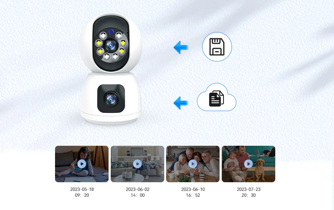 wifi camera P100A support local storage by SD card and cloud storage