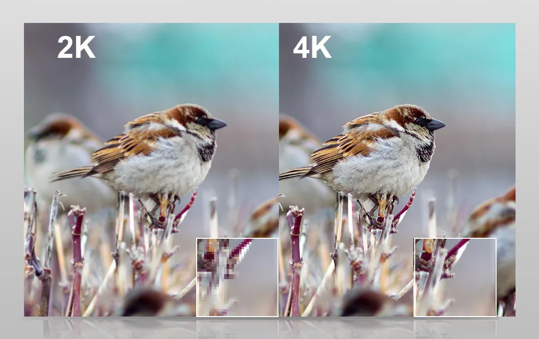 4K high resolution means more details represented than 2K