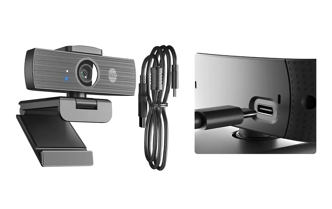 4K webcam H500 equipped with removable USB-A to USB-C cable