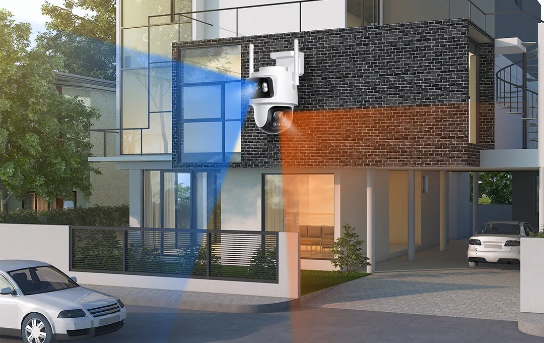 Dual-lens design covers a wider monitoring range