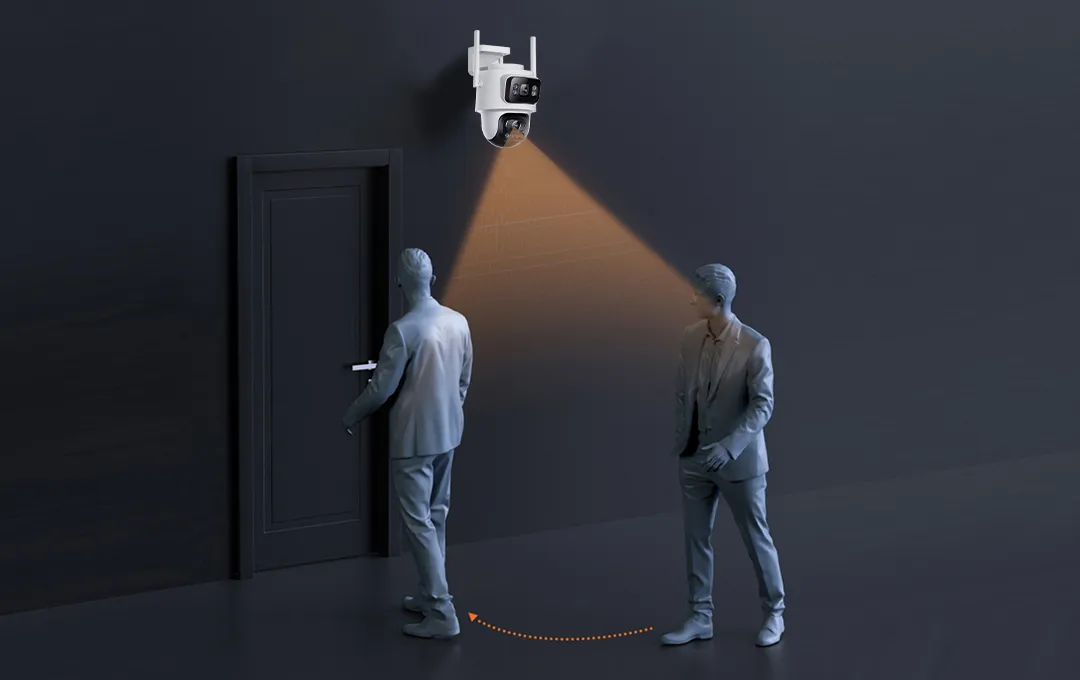 Outdoor security camera equipped with human recognition and automatic tracking functions