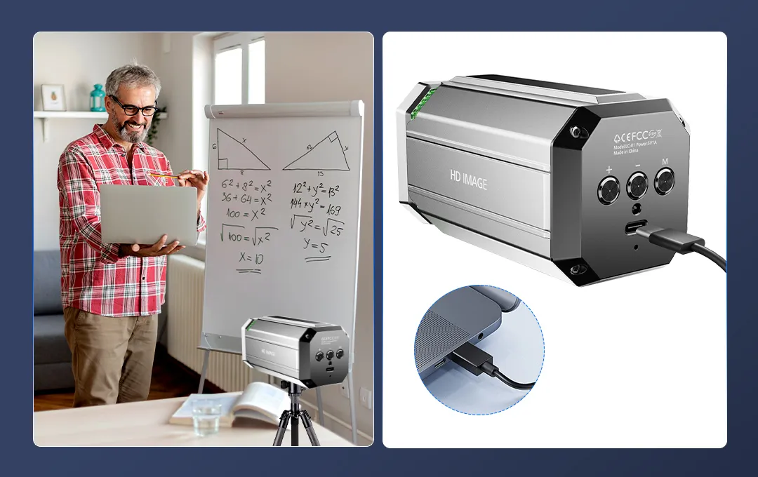 USB camera HC201-10 equipped with USB-A to USB-C cable and USB 3.0 standard