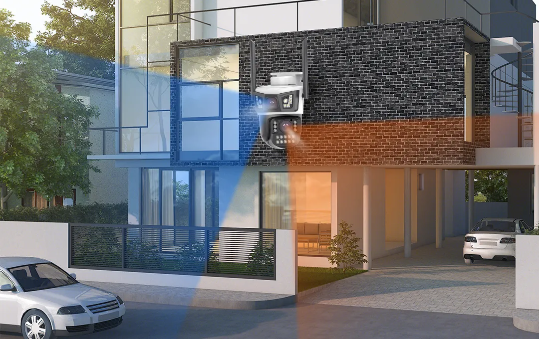 dual lens design on camera V421A to cover bigger monitor area