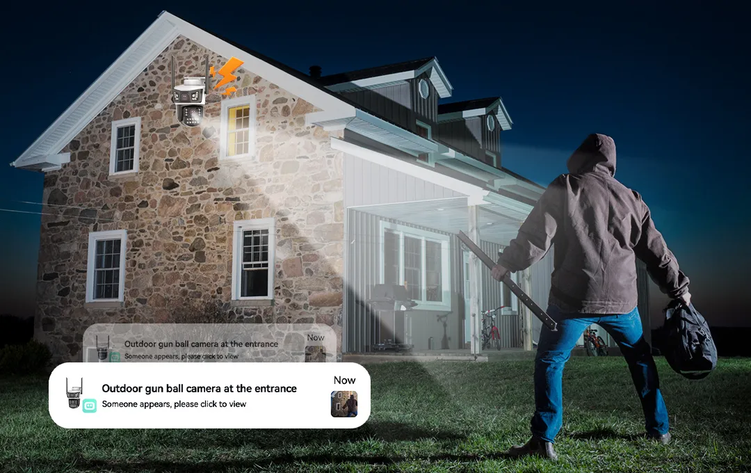 camera V421A able to detect intruder by night and alarm pop up on phone